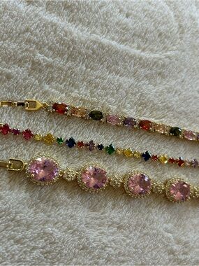 Gold plated 14k Multicolor Gemstone Bracelets